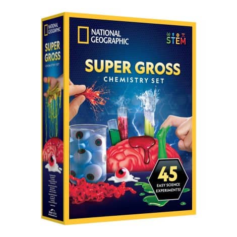 Exclusive Amazon STEM gift: National Geographic Gross Science Kit – 45 experiments, brain dissection, glowing slime worms, ages 8-12.