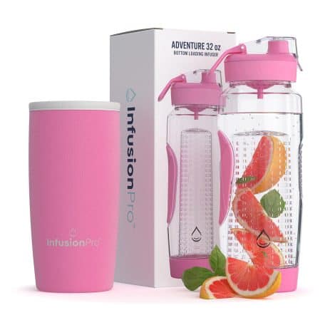 32 oz Infusion Pro Fruit Infuser Water Bottle with Insulated Sleeve & 50 Recipe eBook: Boost Flavor, Perfect Gift for Her.