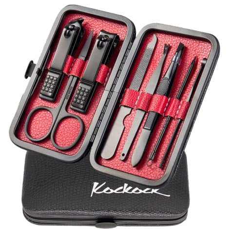 Luxurious Travel Case includes 8-in-1 Stainless Steel Manicure Set for grooming, suitable for Men and Women.