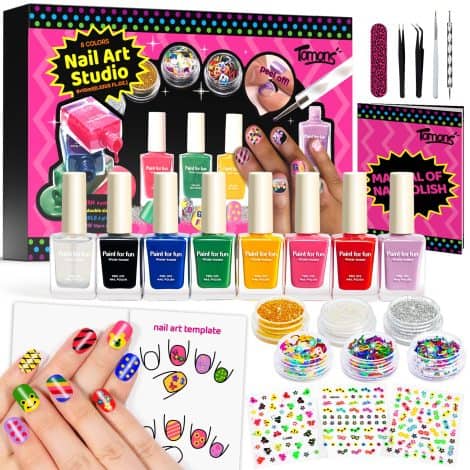 Tomons Fast Drying Nail Polish Kit is a safe and fun gift for girls aged 7-12.