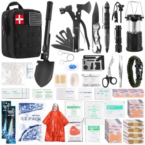 Abpir318 Emergency Survival Kit: Compact gear for vehicles, camping, and emergencies. Perfect gift for Christmas or birthdays!