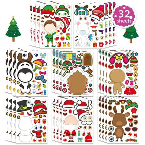 Get 32 holiday-themed stickers that kids can use to create their own Christmas characters. Perfect stocking stuffer!