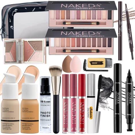 Complete Makeup Set for Women – Perfect Gift for Women and Teens. Includes eyeshadow, foundation, brush, lip gloss, and more.