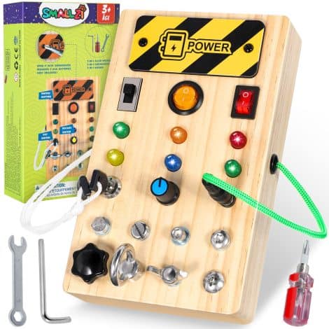 Wooden sensory toy with LED light for 1-3-year-old boys and girls – perfect gift for birthdays and Christmas.