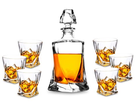 KANARS Premium Crystal Whiskey Set: Decanter and 6 Glasses, Perfect Men’s Gifts for Christmas and New Year.