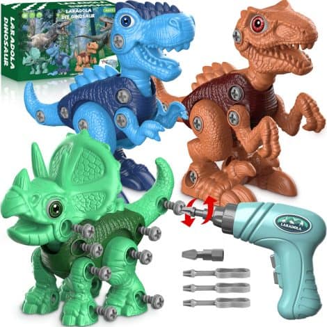 Laradola Dino Toys for 3-8-year-old boys & girls. STEM building set with drill, perfect for parties & gifts.