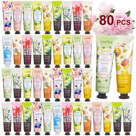 KIYTARBOO 80 Pack Hand Cream Gift Set: Travel-sized hand lotion for dry hands, perfect Christmas gift for women and girls.