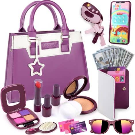 Disney Princess Pretend Makeup Purse, 29PCS Toy Set, Perfect Christmas or Birthday Gift for 3+ Girls.