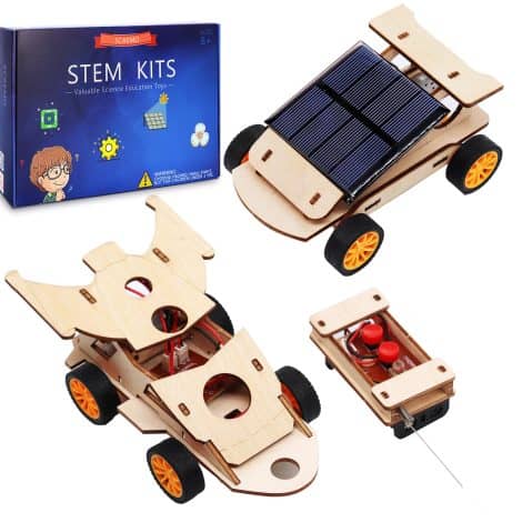 Educational and Fun Toy Set: Build 2 Model Cars, Solar-Powered, and Remote-Controlled, Perfect for Kids 8-14.