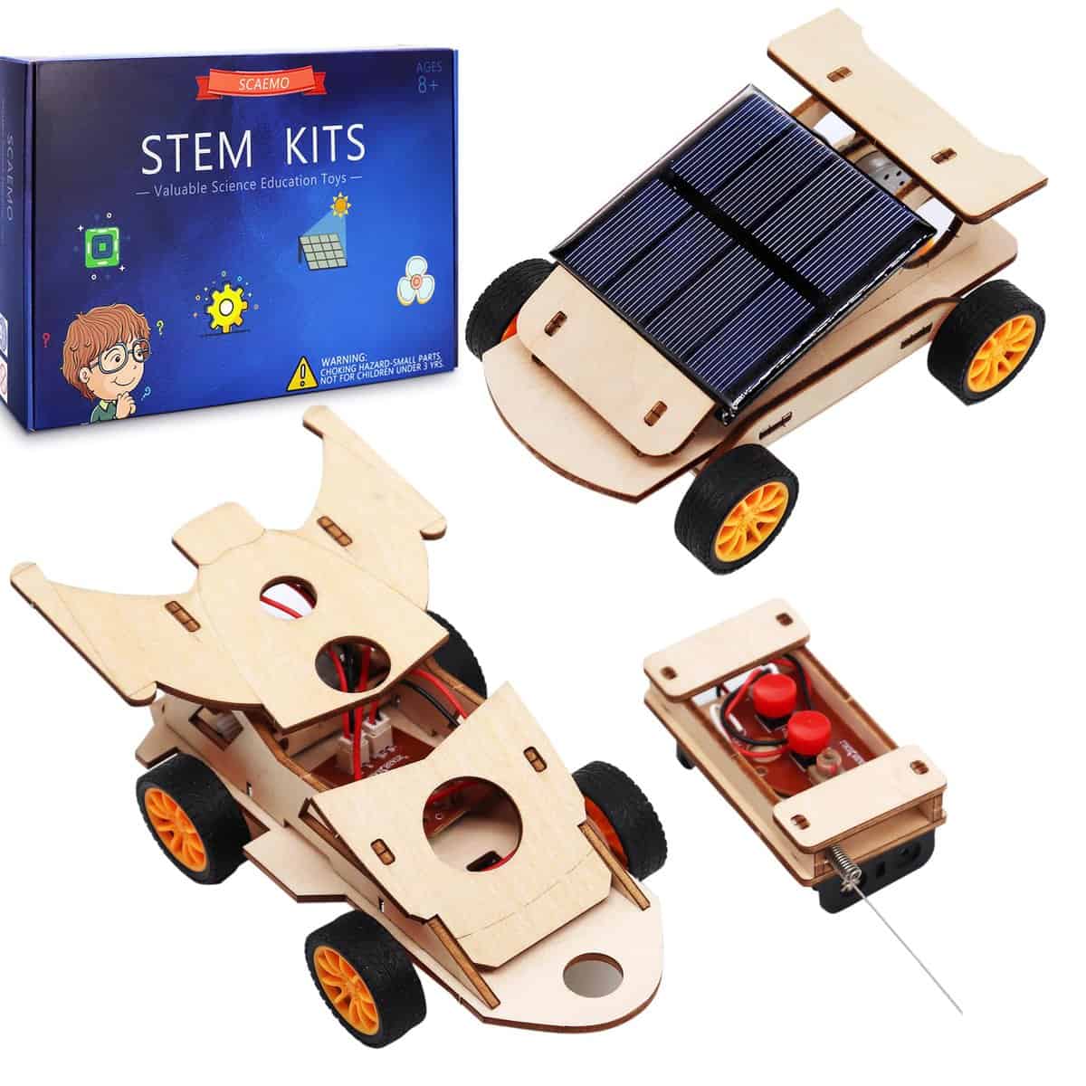 STEM Projects for Kids Age 8-12, Science Kits for Boys, Solar Remote Control 3D Puzzle Gifts for 8-14 Year Old Teen Boys Girls, 2 Set Model Car Building Experiments for Teenage Ages 9 10 11 12