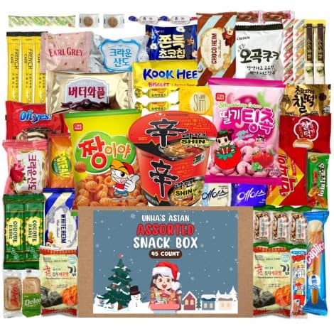 Assorted Korean Snack Box – Delightful bundle of 45 individually wrapped treats, perfect for kids, college students, and adults.