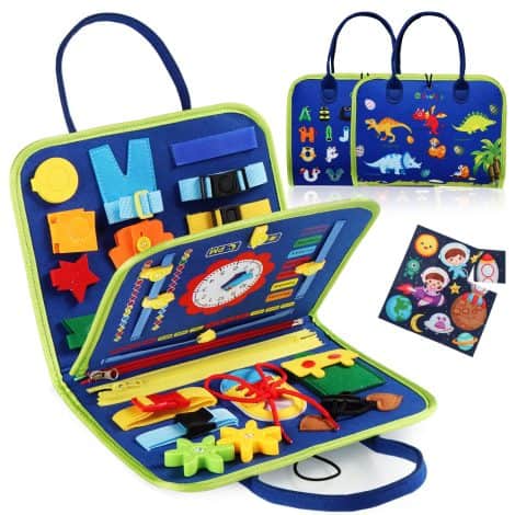 “Travel-Friendly Busy Board – Enhance Fine Motor Skills with Educational Sensory Toy for Toddlers, Perfect Gift!”