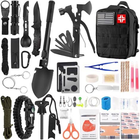 LUXMOM Outdoor Adventure Kit: 142Pcs of Essential Survival Gear for Camping, Ideal for Men and Fathers.