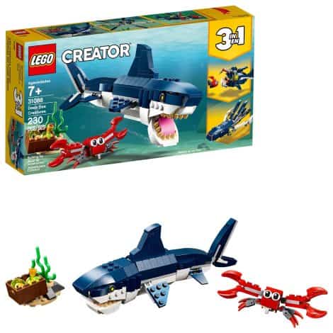 LEGO Deep Sea Creatures: A 3-in-1 toy that can become a shark, crab, squid, or angler fish. Perfect for 7+ boys and girls!