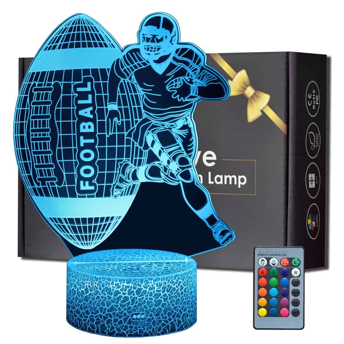 ARERG Football Night Light for Boys, 16 Color Changing Dimmable Room Decor Sports Fan Lamp with Remote, Birthday Christmas Football Gifts for Kids Teens Men