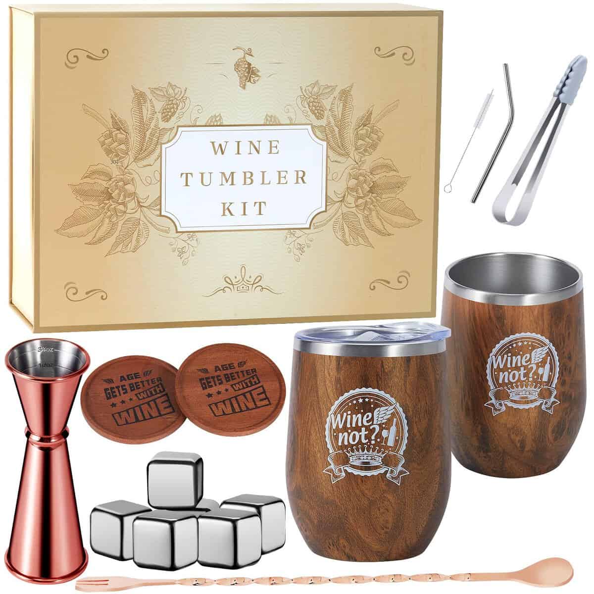 INKINNOE Birthday Gifts For Women,Wine Tumbler Gift Basket Christmas Gift Ideas Set For Her Mom Sister Wife Female Girlfriend Bestie Santa Mothers Day Anniversary Valentines Relaxation Stress Relief Drinking