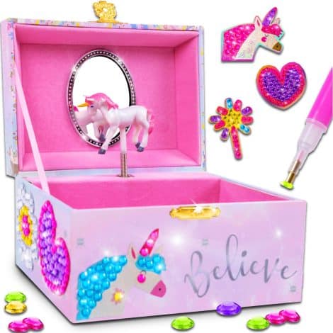 Unicorn-inspired Jewelry Music Box Kit – A Creative Arts and Crafts Set for Girls, Age 5-10.