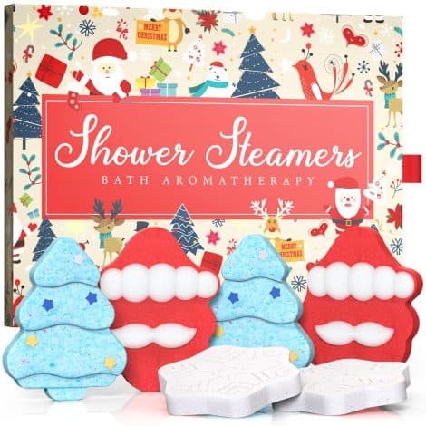 Holiday spa treats in a pack of 6 shower steamers for a rejuvenating and aromatic experience. Ideal for ladies of all ages.