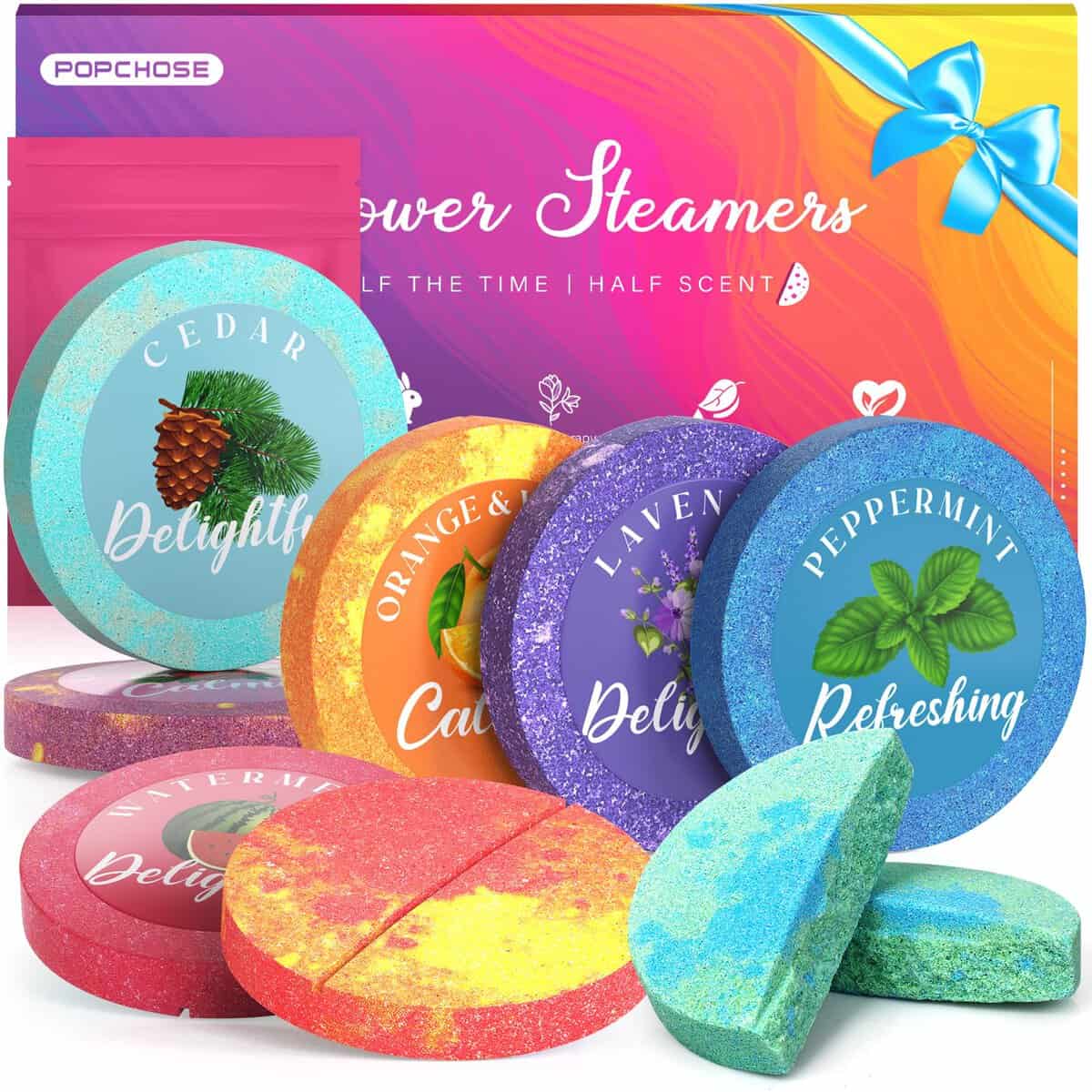 POPCHOSE Shower Steamers Aromatherapy - 8 Pack Shower Bombs for Self Care & SPA - Birthday Gifts for Women, Prizes, Christmas Stocking Stuffers, Bridesmaid Gifts- Teen Girl Gifts Trendy Stuff…