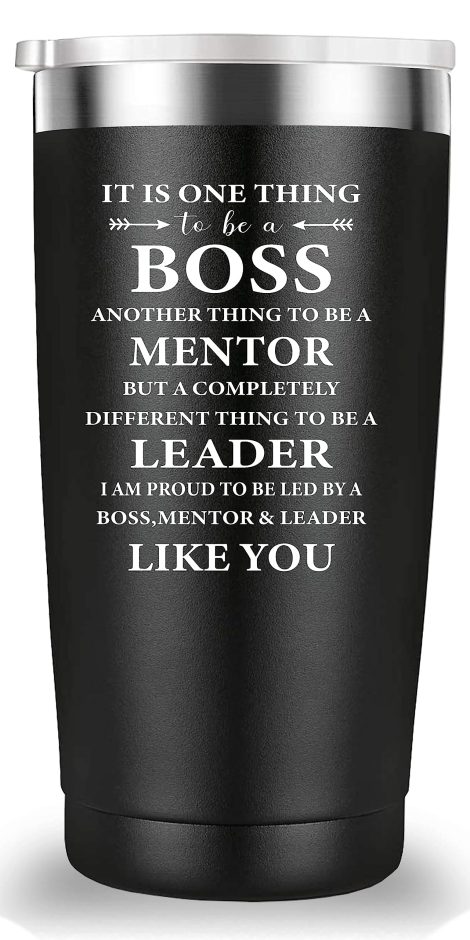 Mamihlap Travel Mug Tumbler: Perfect Boss Day, Office, or Retirement Gift for Men and Women. (20 oz Black)