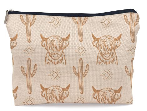 Beige Cowgirl Makeup Bag: Perfect Western gift for women who love cow and cowgirl-themed stuff!