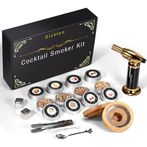 Smoke and infuse your cocktails with this kit that includes wood chips, torch, and bourbon. Perfect gift for men!