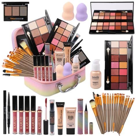 All-in-one Makeup Gift Set: A complete makeup kit perfect for women, girls, and teens. Comes in a colorful bag.