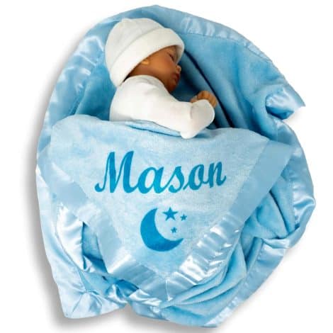 Blue Custom Catch Baby Blanket personalized for baby boys, crafted especially for your little one.