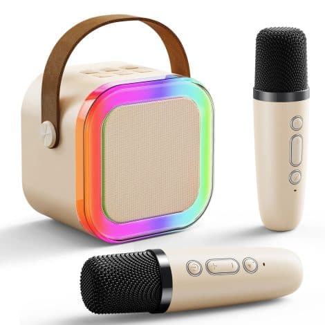 Kids Girls’ Mini Portable Bluetooth Singing Mic Speaker: Karaoke Machine Microphone – Ideal Gift for Youngsters!