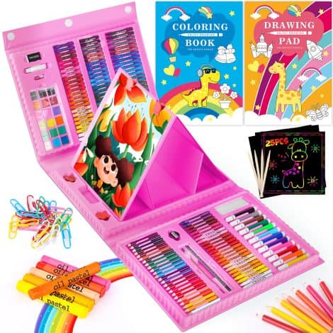 iBayam Deluxe Art Set: 251 pieces of art supplies including easel, sketch pad, coloring book, and more.