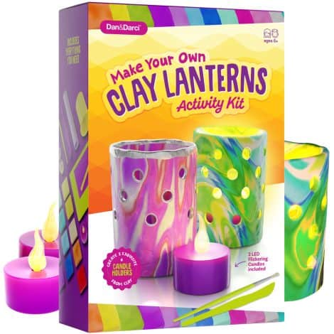 Dan&Darci Glow-in-the-Dark Clay Lanterns Kit: Fun DIY Crafts with Light-up Lanterns for Kids & Teens.