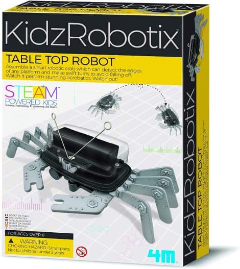 The 4M 5576 Table Top Robot is a STEM toy for kids and teens that teaches robotics and engineering.