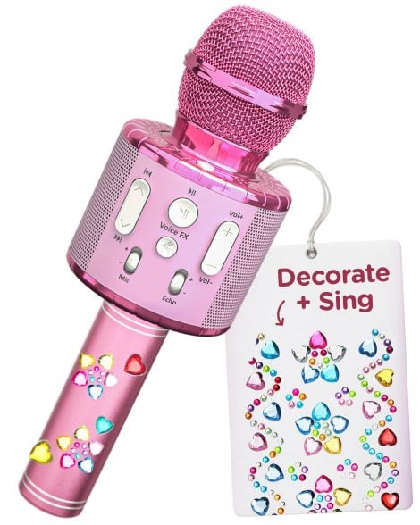 Customize your own karaoke experience with the Move2Play Kids Karaoke Microphone; perfect birthday gift for girls and boys!