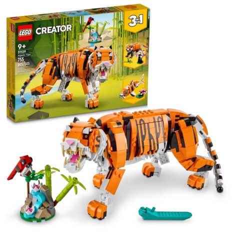 Transforming Tiger, Panda, and Koi Fish Building Set for kids aged 9 and above – LEGO Creator 31129.