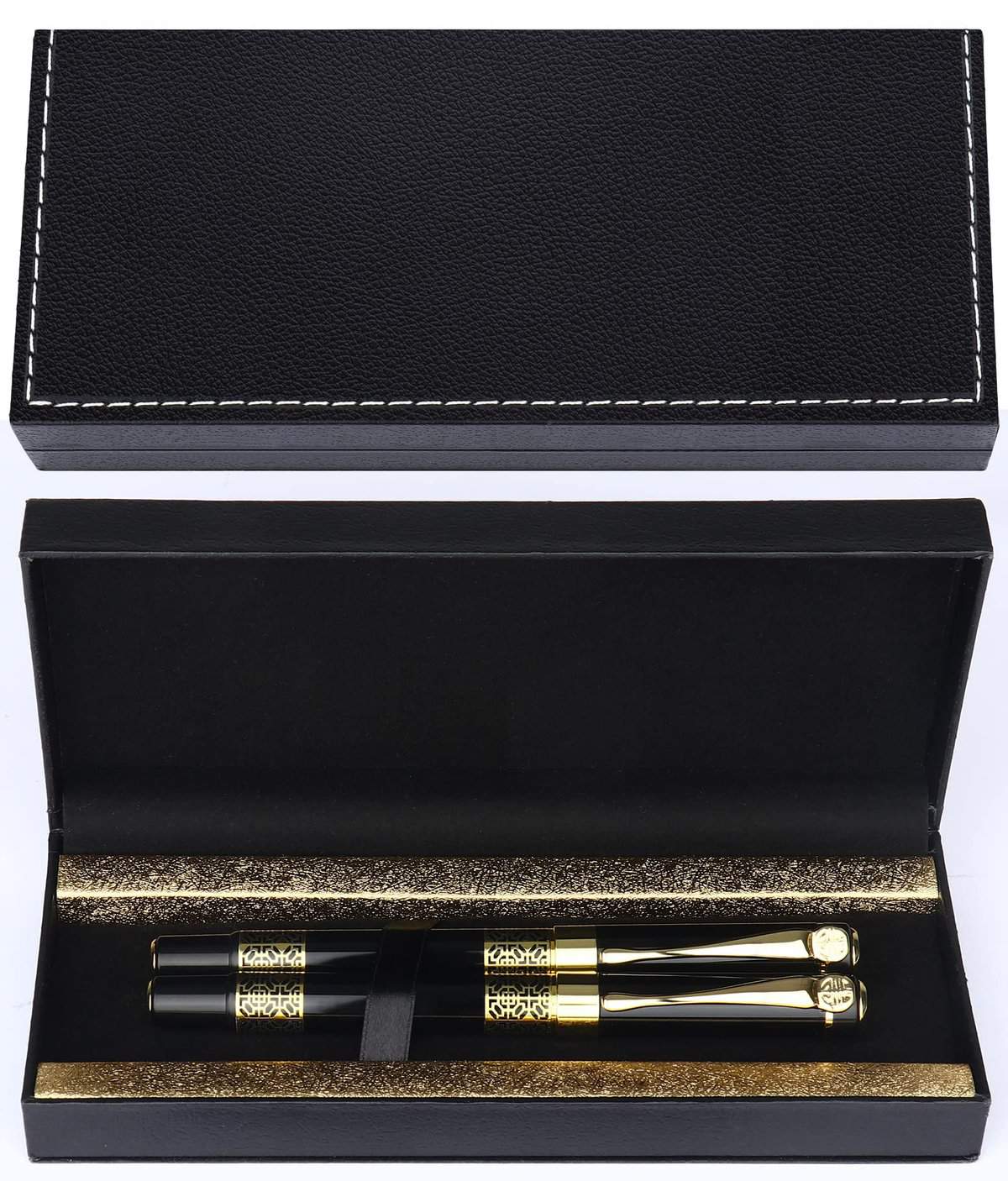 Allfosi Luxury Rollerball Pen, Personalised Pens Gift Sets for Men Women Executive,Office,Nice Fancy Pens Birthday Thank You Gift in Gift Box with Black Extra Refill (2 Pack of Black and BoX)