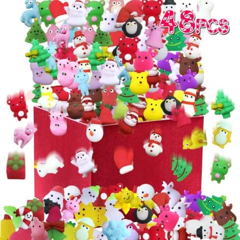 Christmas Squishies – 48 soft and adorable toys perfect for school prizes, party favors, or stress relief. Great for kids!