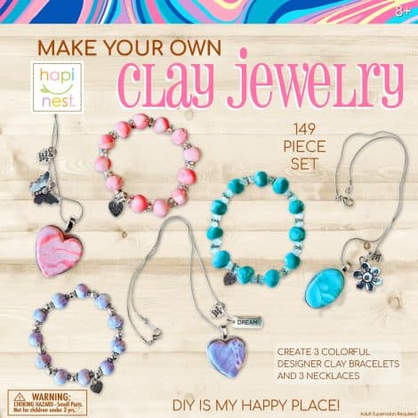 Hapinest Clay Jewelry Kit—Craft your own trendy bracelets and necklaces for girls aged 8 and up!