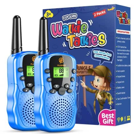 Kids’ Walkie Talkies, 2-Pack, Long Range, Blue, Ages 3-12, Ideal Xmas or Birthday Gift for Outdoor Fun.