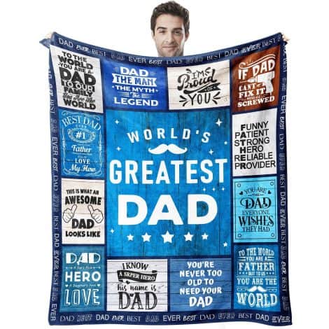 Celebrate Dad with a cozy standhustle Gift for the Best Father Ever, a soft throw blanket perfect for Christmas or birthdays. 50″ X 60″ size for bed or sofa.