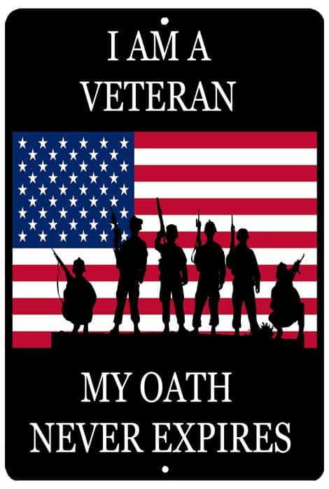 American Military Bar Man Cave Decor: Rogue River Tactical USA Flag Veteran Oath Metal Sign