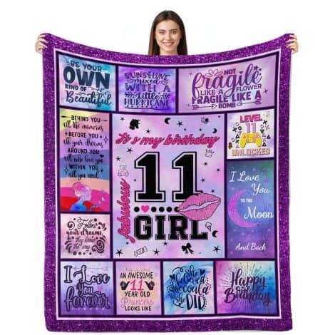 Lviliss “Eleven and Fabulous” Blanket – A perfect birthday gift for an 11-year-old American girl.