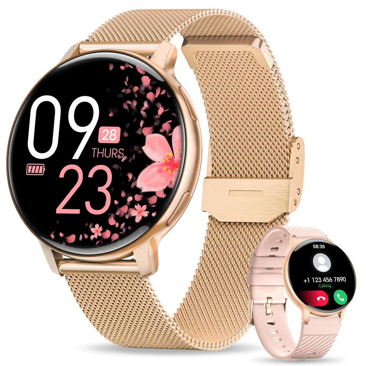 DEKELIFE Smart Watches for Women (Answer/Make Calls), 1.39'' Fitness Tracker Watch with Blood Pressure/Heart Rate/Sleep Monitor/IP68 Waterproof, Smart Watch for Android Phones and iPhone Compatible Rose Gold