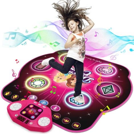 Dancing Princess Mat: Electronic light-up dance pad with wireless Bluetooth, perfect birthday or Christmas gift for young girls!