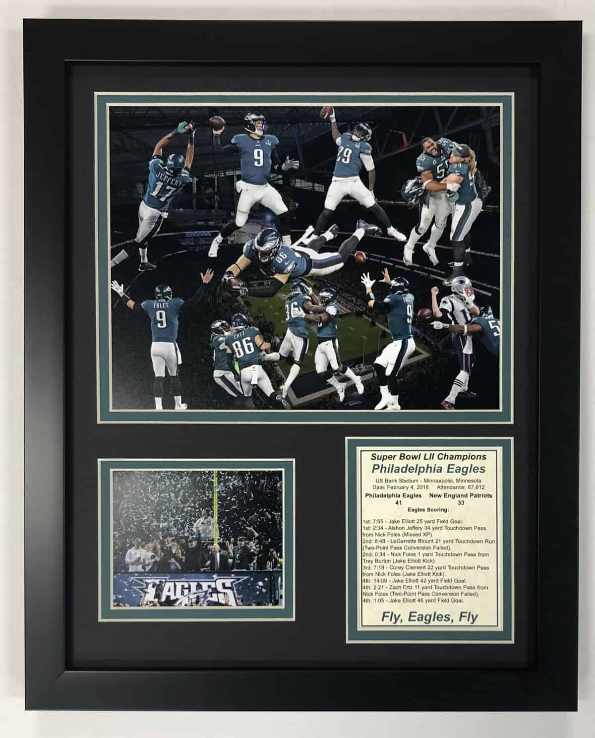 Legends Never Die Philadelphia Eagles Super Bowl 52 NFL Champions Collectible | Framed Photo Collage Wall Art Decor - 12"x15", (11856U)