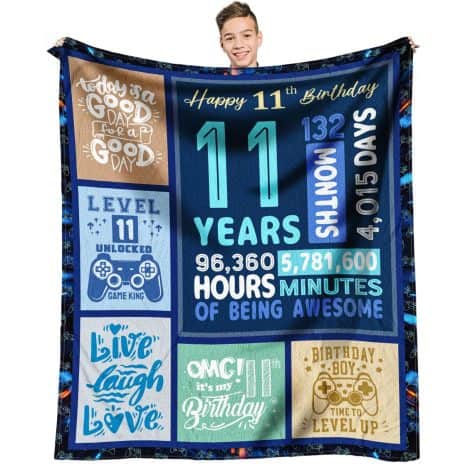 “11th Birthday Throw Blanket – Perfect Gift for Cool 11 Year Old Boys, 60×50 Inches”