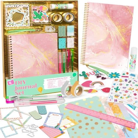 ABERLLS Girls’ DIY Journal Kit: Personalize your diary, decorate your planner, and indulge in journaling arts! Perfect for ages 6-8!