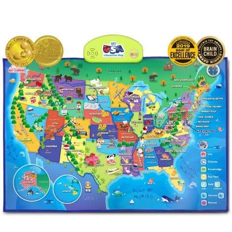 Ultimate Learning i-Poster: Interactive USA Map – Educational Talking Toy for Kids 5-12 | Geography Game