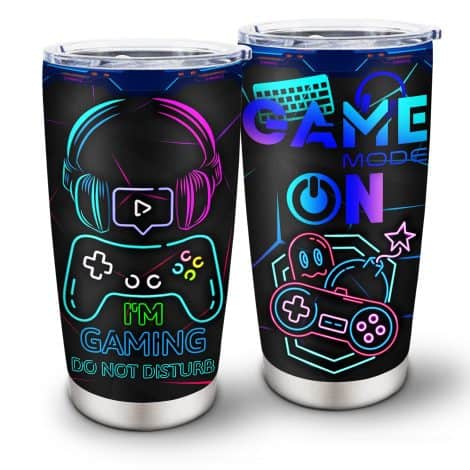 Stainless Steel Tumbler – The Ultimate Gift for Gamers! Keeps your drink cool while you play!