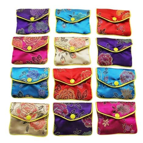 MorTime Jewelry Silk Gift Bags – Set of 12 in Multiple Colors, 4×3.15in, Ideal Pouches for Jewelry.