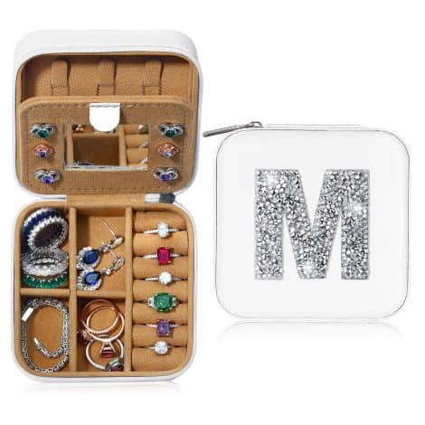 Customized Jewelry Box for Teen Girls – Compact Travel Case – Unique Birthday Gift for Her with Initial